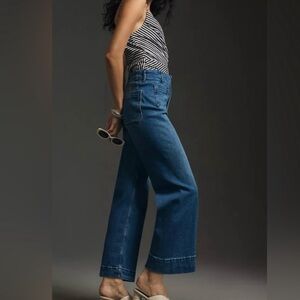 Anthropologie Maeve Collette High Rise Wide Leg Cropped Denim Pant 25 Petite